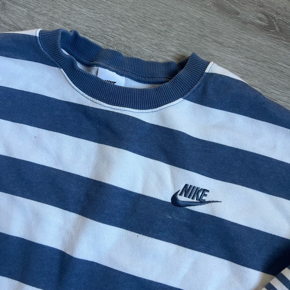 Nike woman’s Striped Crewneck Sweater - Blue and White - Picture 2 of 4